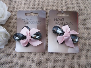 1Pc Girl Black Pink Bow Lovely Barrette Hair Clips